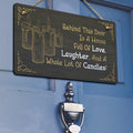 Love, Laughs, Candles Hanging Door Sign
