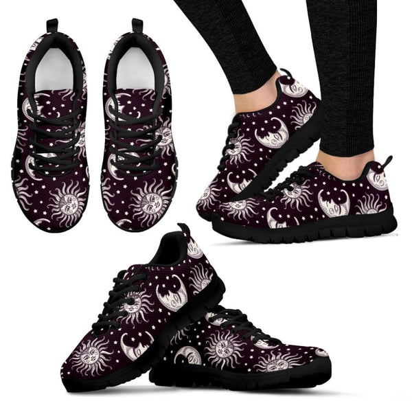 Moon and Sun Black Womens Sneakers - The Moonlight Shop