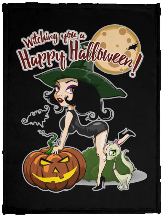 Witching You A Happy Halloween Fleece Blanket - The Moonlight Shop