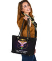 Owl Of Enlightening Small Leather Tote Bag