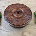 Floral Wooden Ritual Bowl with Lid