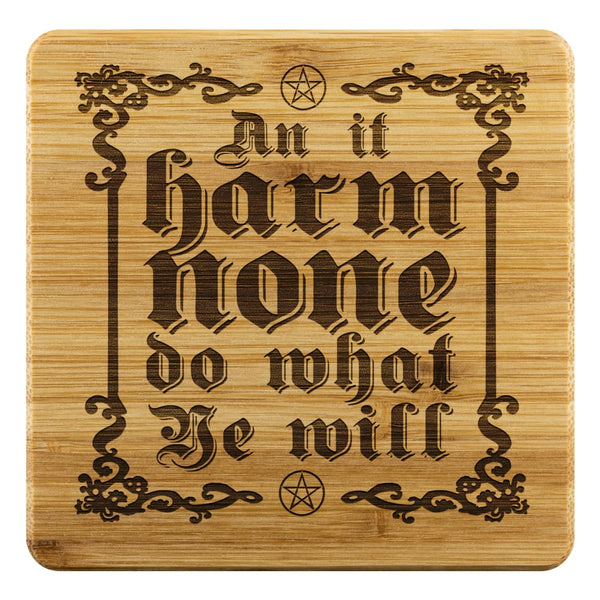 An It Harm None Bamboo Coaster - The Moonlight Shop