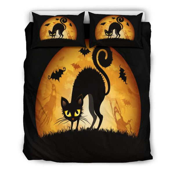 Black Cat Halloween Doona Bedding 3 Piece Set - The Moonlight Shop