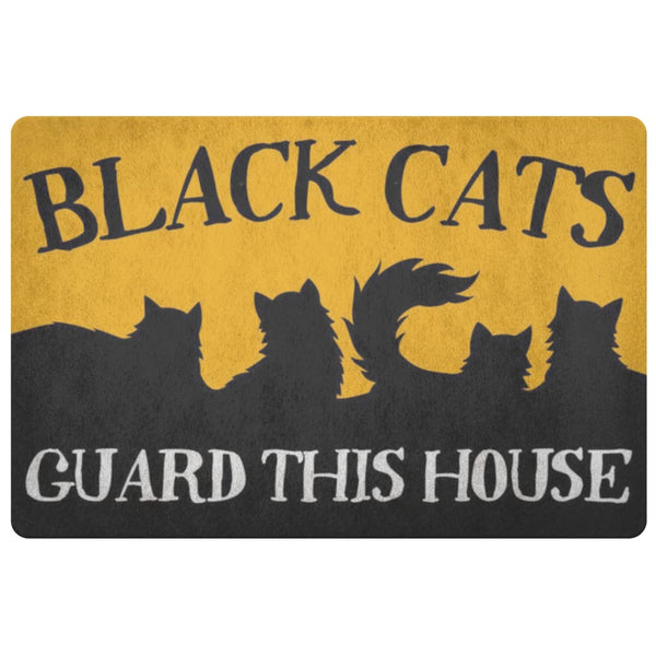 Black Cats Guard This House Doormat - The Moonlight Shop