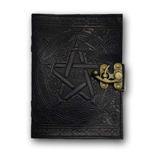 Black Pentacle Leather Book Of Shadows - The Moonlight Shop
