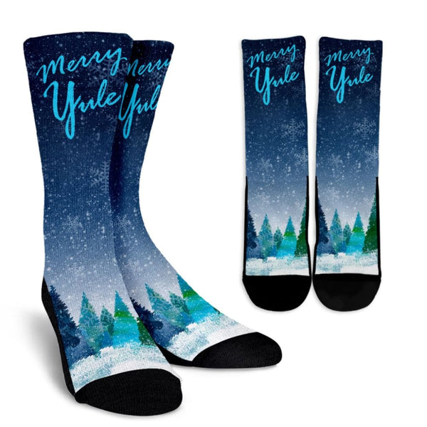 Cool Blue Merry Yule Socks - The Moonlight Shop