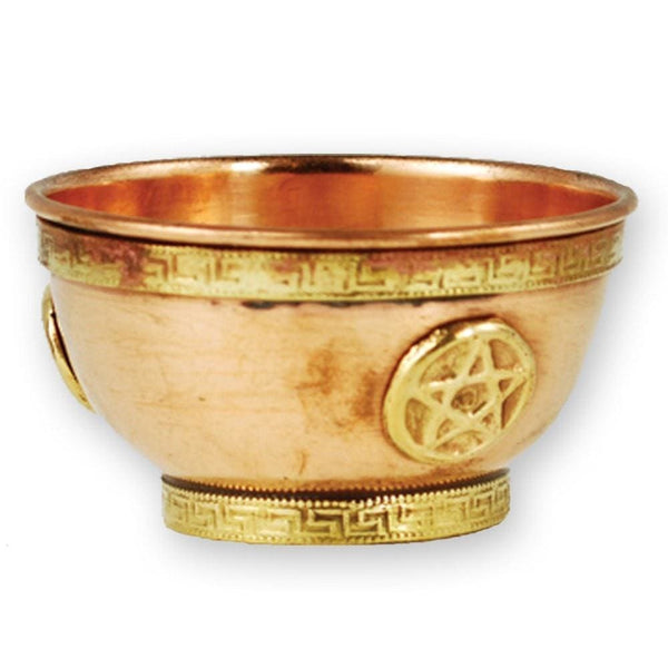 Copper and Brass Pentacle Smudging Bowl