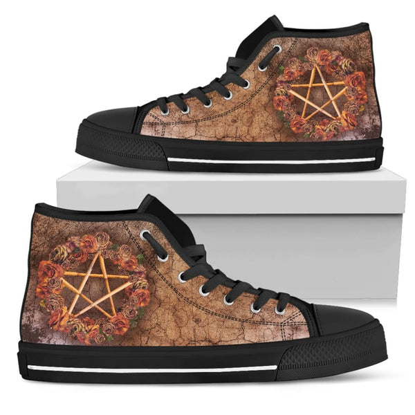 Floral Pentacle Womens High Top Shoes - The Moonlight Shop
