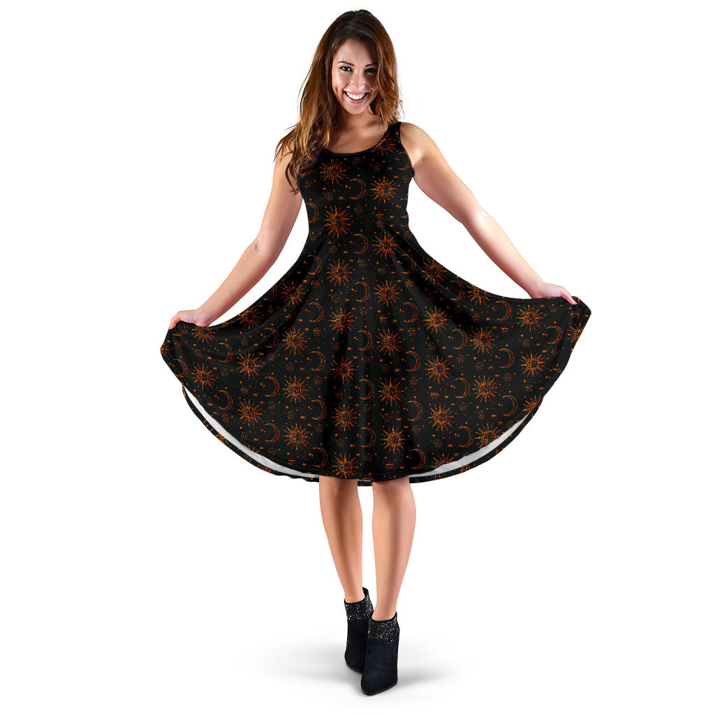 Magickal Moon and Benevolent Sun Black Dress