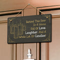 Love, Laughs, Candles Hanging Door Sign