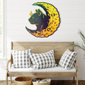 Cat and Moon Metal Sign