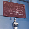 Love, Laughs, Crystals Hanging Door Sign