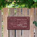Love, Laughs, Crystals Hanging Door Sign