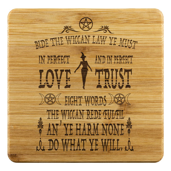 Old Wiccan Rede Bamboo Coaster - The Moonlight Shop