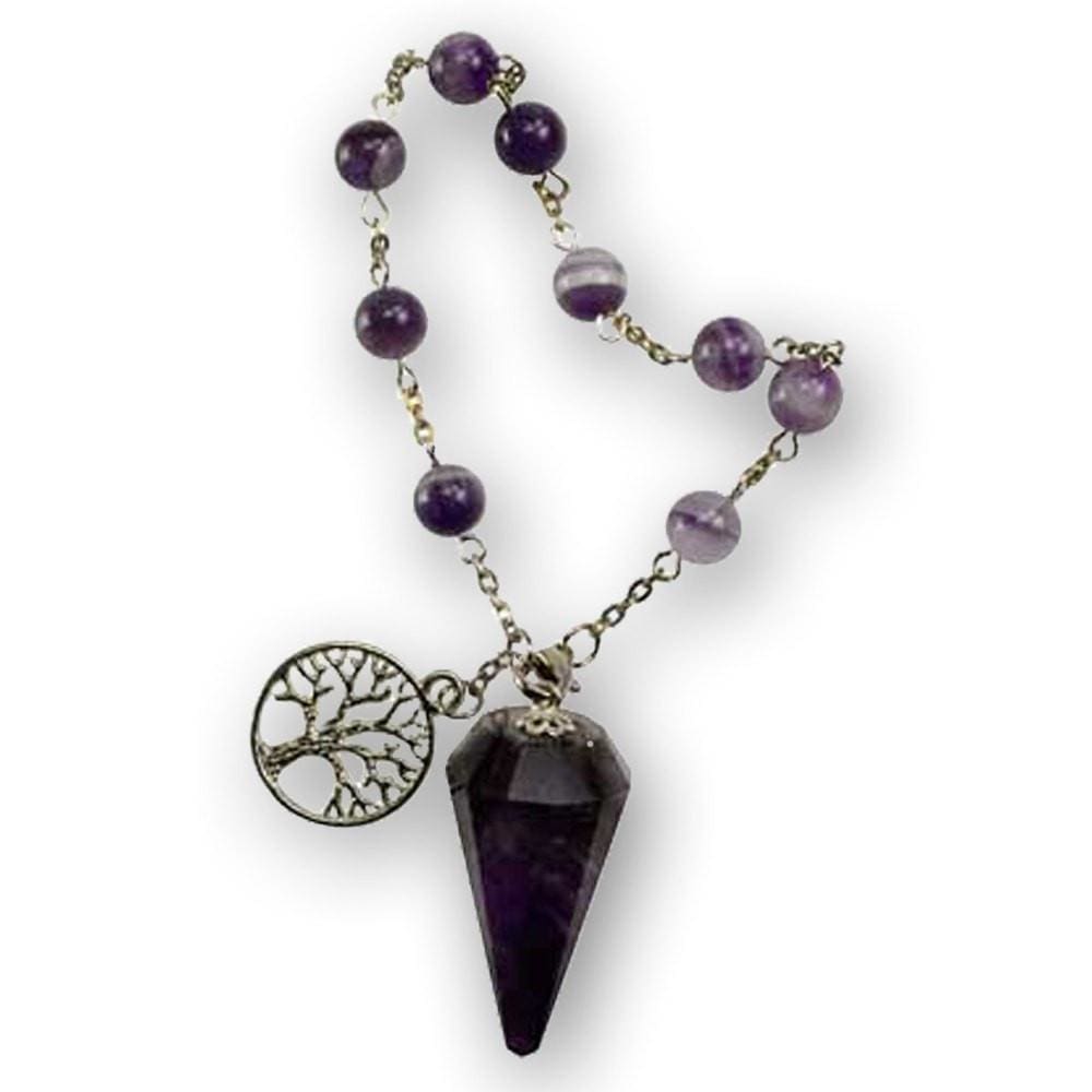 Pendulum with Amethyst Crystal and Tree of Life Charm Bracelet