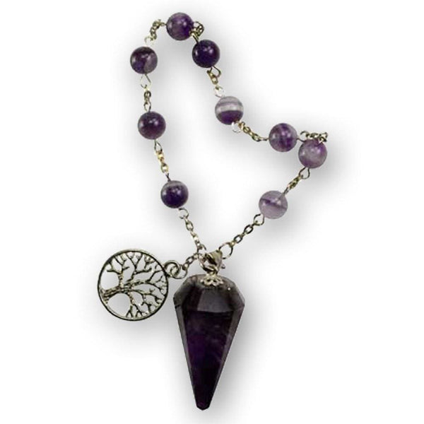 Pendulum With Amethyst Crystal And Tree Of Life Charm Bracelet - The Moonlight Shop