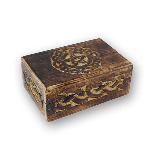Pentacle And Celtic Knotwork Wooden Box - The Moonlight Shop