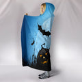 Pumpkins & Bats Halloween Plush Lined Hooded Blanket
