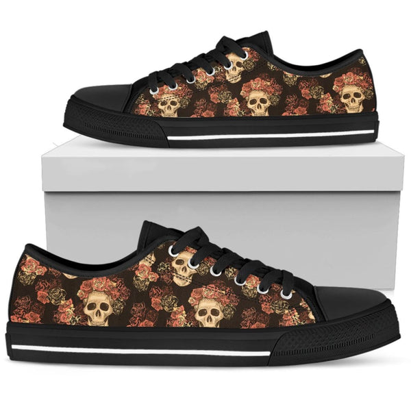 Skull & Roses Womens Low Top Shoes - The Moonlight Shop
