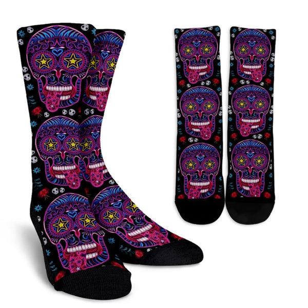 Sugar Skull Superstar Socks for Lovers of Skulls - The Moonlight Shop