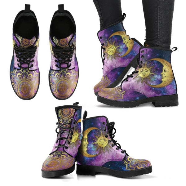 Sun and Moon Mandala Handcrafted Boots - The Moonlight Shop