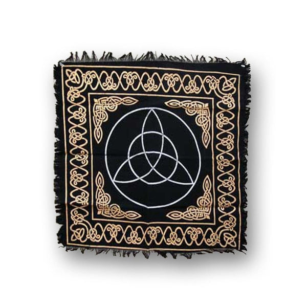 Triquetra Altar Cloth (Black Gold Silver) - The Moonlight Shop