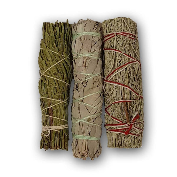 White Sage, Blue Sage, and Cedar Smudge Sticks